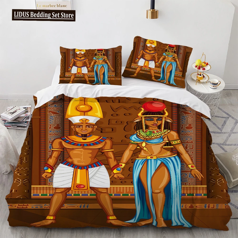 

Egyptian Pharaoh Bedding Set Queen Of Ancient Egypt Quilt Cover King African Tribe Exotic Civilization Polyester Duvet Cover