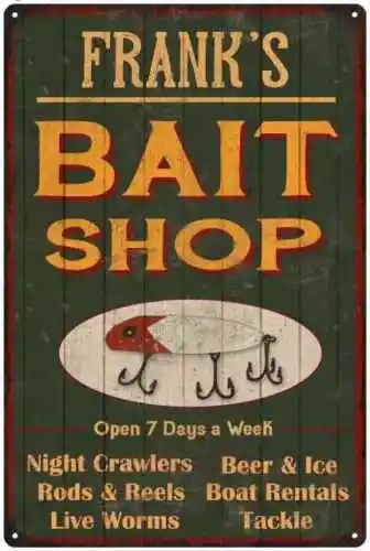 FRANK'S Green Bait Shop Man Cave Wall Decor Gift Metal Sign 112180027034