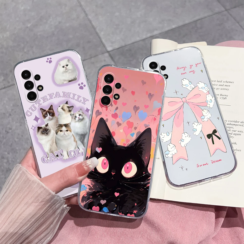 Custodia per telefono per Samsung Galaxy A13 4G 5G Cute Healing Pattern Clear Soft Slim TPU Cover posteriore antiurto in Silicone Shell Funda Capa