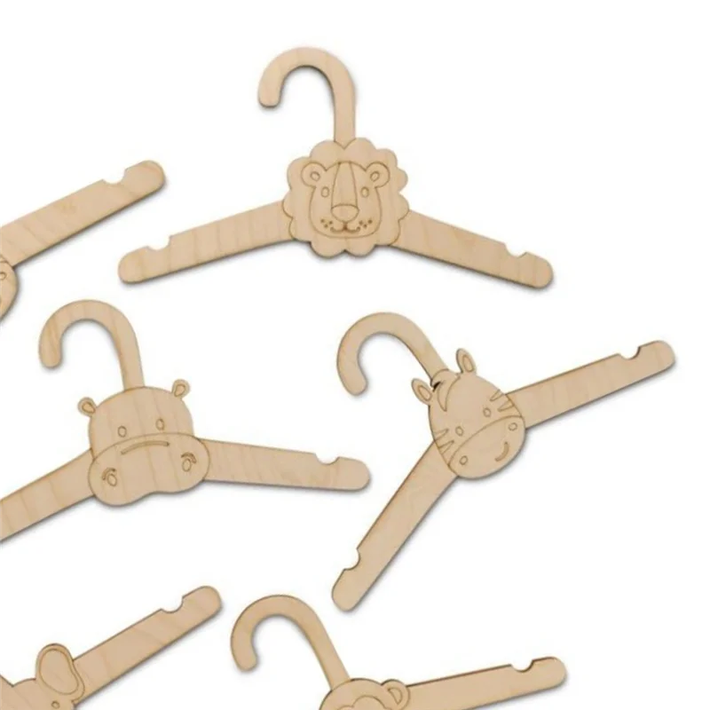 

20PCS Cute Wooden Clothes Hanger Wall Hanging Coats Rack Baby Clothings Storage Organizer Wood Display Holder-AA98