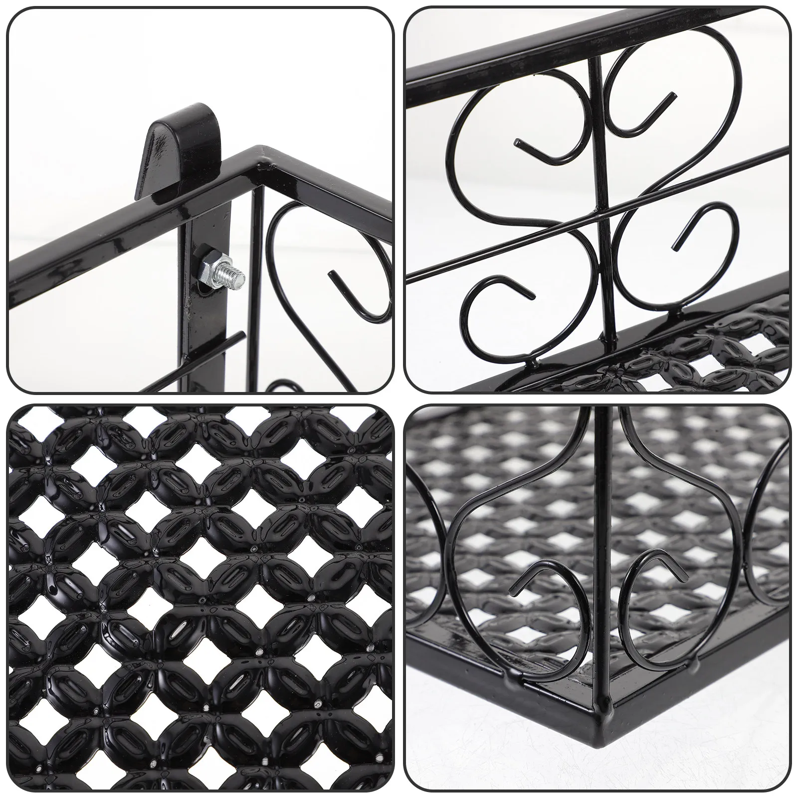 1Set Balcony Planter Shelf Hanging Flower Pot Holder Iron Fence Rack Durable Outdoor Flower Pot Display Balcony Planter Shelf