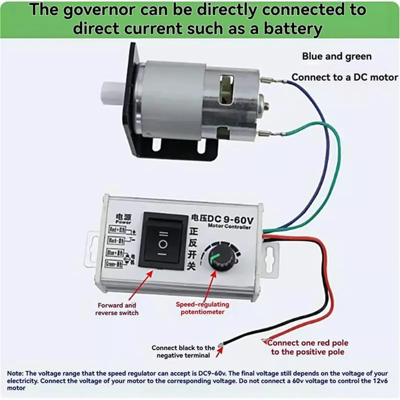 ABJF-DC 9 فولت-60 فولت PWM وحدة تحكم في سرعة محرك التيار المستمر 20A 1000 واط سرعة التحكم إلى الأمام عكس توقف التبديل تيار مستمر 9 فولت-60 فولت 775 795 895 المحرك