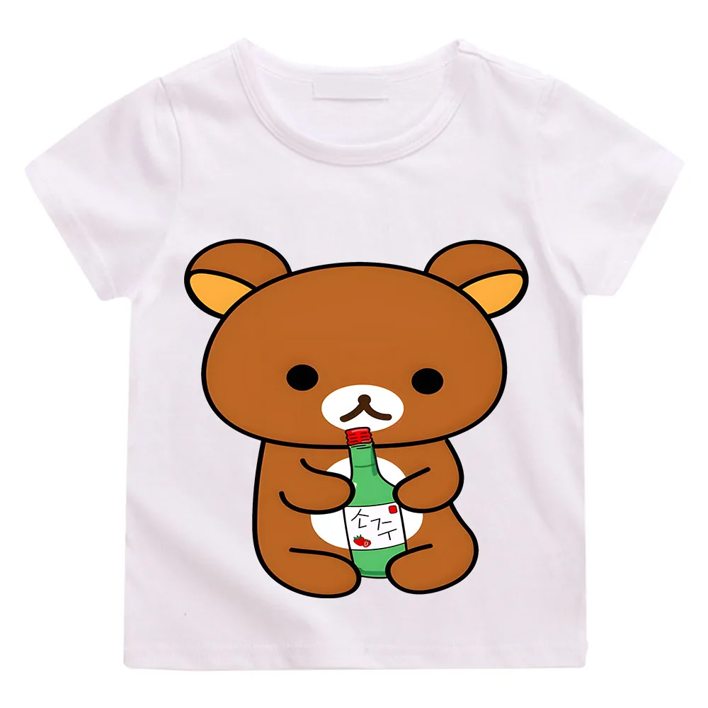 Rilakkuma Cartoon T-shirt Funny Graphic Printing Children Tee-shirt 100% Cotton Tees Kawaii Boys and Girls Tshirts Short Sleeve