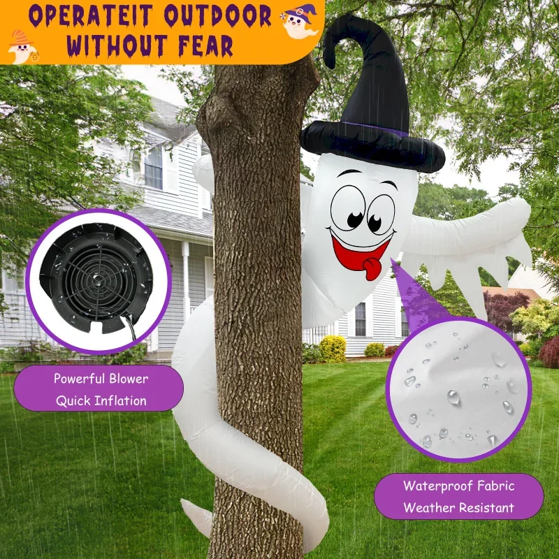 Halloween decorative garden ornament luminous with LED lights ghost holding tree air mold