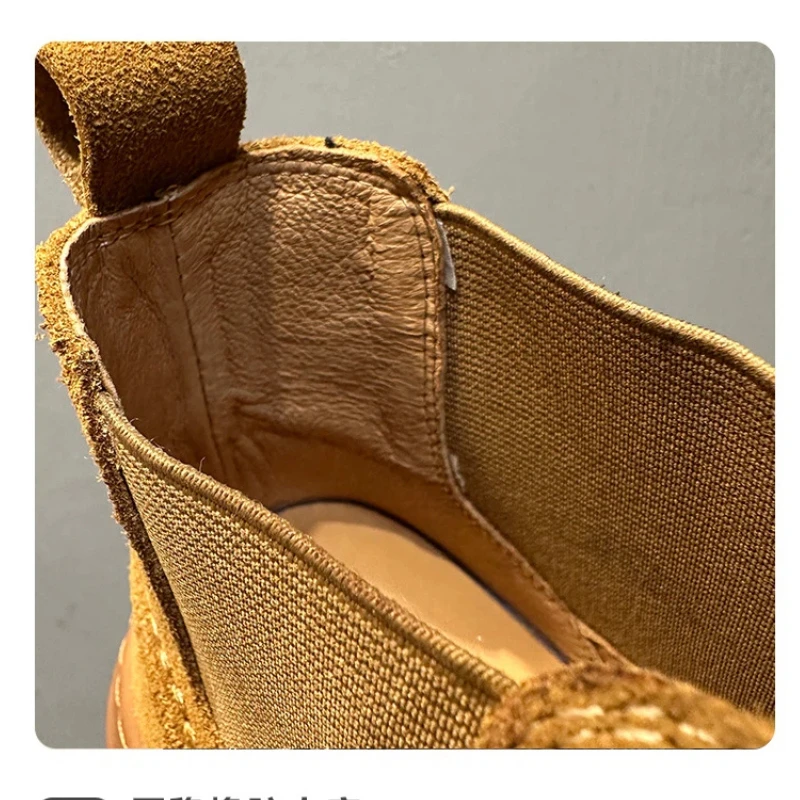 أحذية تشيلسي من جلد نوبوك للرجال لخريف وشتاء، أحذية كلاسيكية بريطانية عالية الجودة للكاحل بنعل مكتنز وبوت كاجوال ناعم غير قابل للانزلاق #4