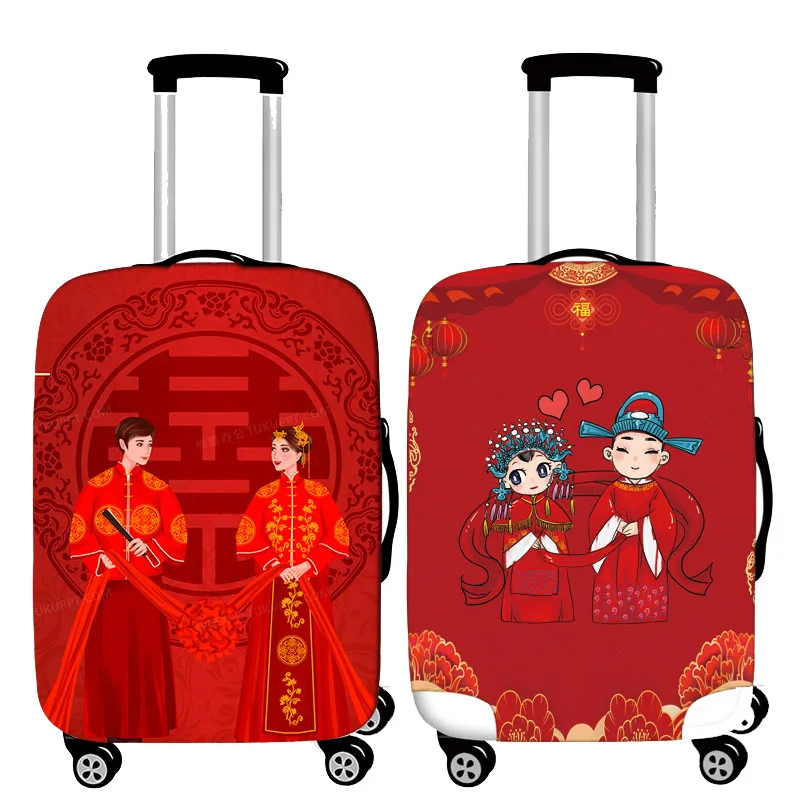 Designer Thicken Luggage Cover Get Married Pattern Luggage Protective Cover Travel Accessories for 18-32 Inch Trolley Case Cover