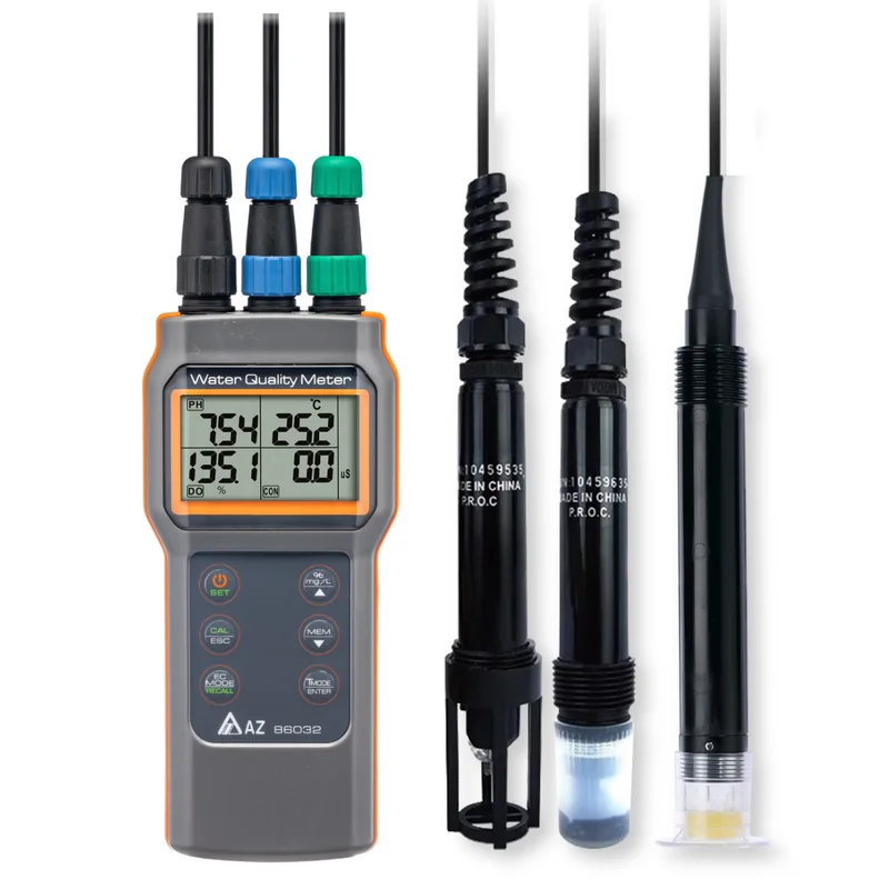 AZ86032 Multi-Parameter Fluorescence Water Meter Waterproof Combo Water Quality Tester ODO pH Conductivity TDS Salinity Meter