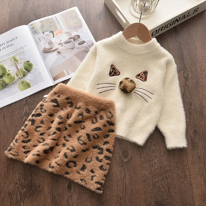 Girl Baby Winter Knitting Clothing Suits New New Fashion Autumn Kids Sweaters And Skirt Outfits 2Pcs Children Cute Costumes