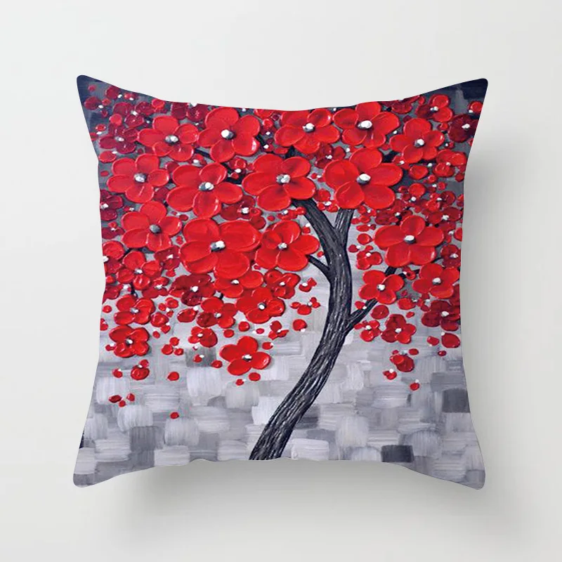 Red leaves lovers Valentine\'s Day series pillow case Maple Leaf Falling Pillows cover Tree Pattern Retro cushion pillowcases