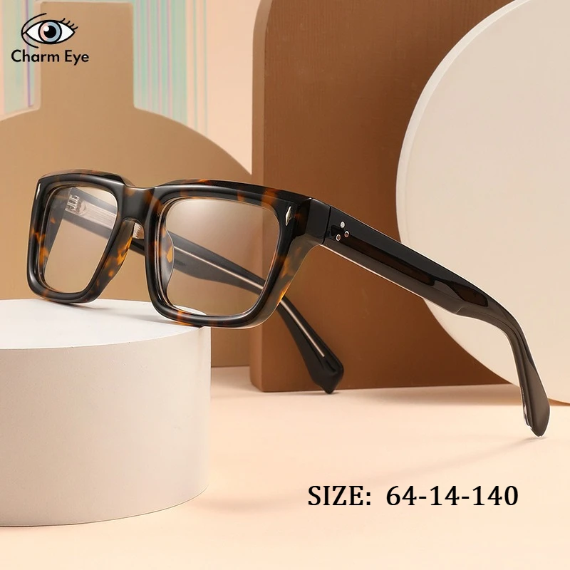 

New High-quality Square Acetate Glasses Frame Men Retro Large Frame Women Optical Myopia Anti Blue Light Color Changing Eyeglass