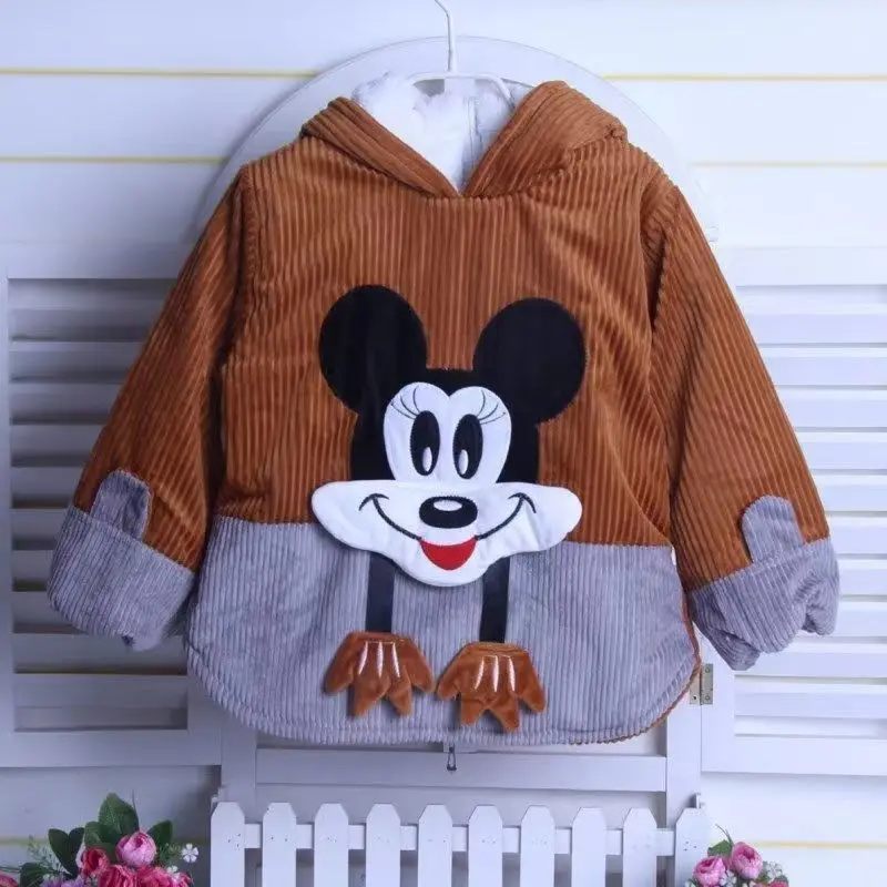 

Toddler Reverse-Wear Cotton Smock - 1-3Y Fall Winter Zipper Hooded - Thickened Cartoon Unisex Outerwear for Boys & Girls