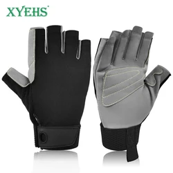 XYEHS 1 Pair Half Finger Synthetic Leather Climbing Safety Work Gloves Lightweight & Breathable Outdoor Rope Climbing