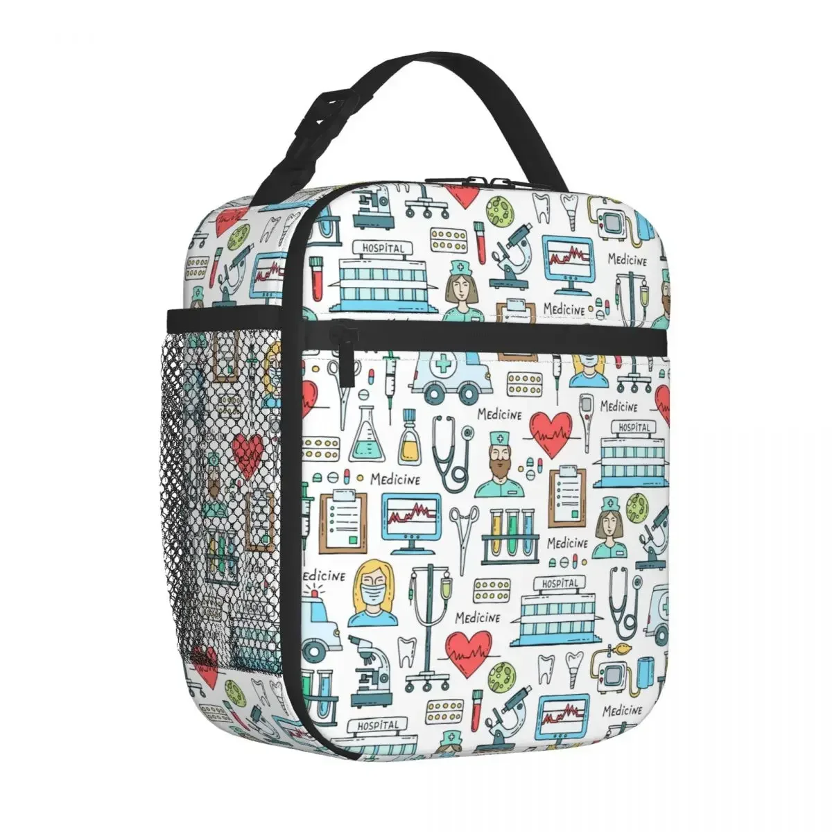 

Nurse Hospital Pharmacy Medical Pattern Insulated Lunch Bags Cooler Bag Lunch Container tote Lunch Box Food Storage Bags Office