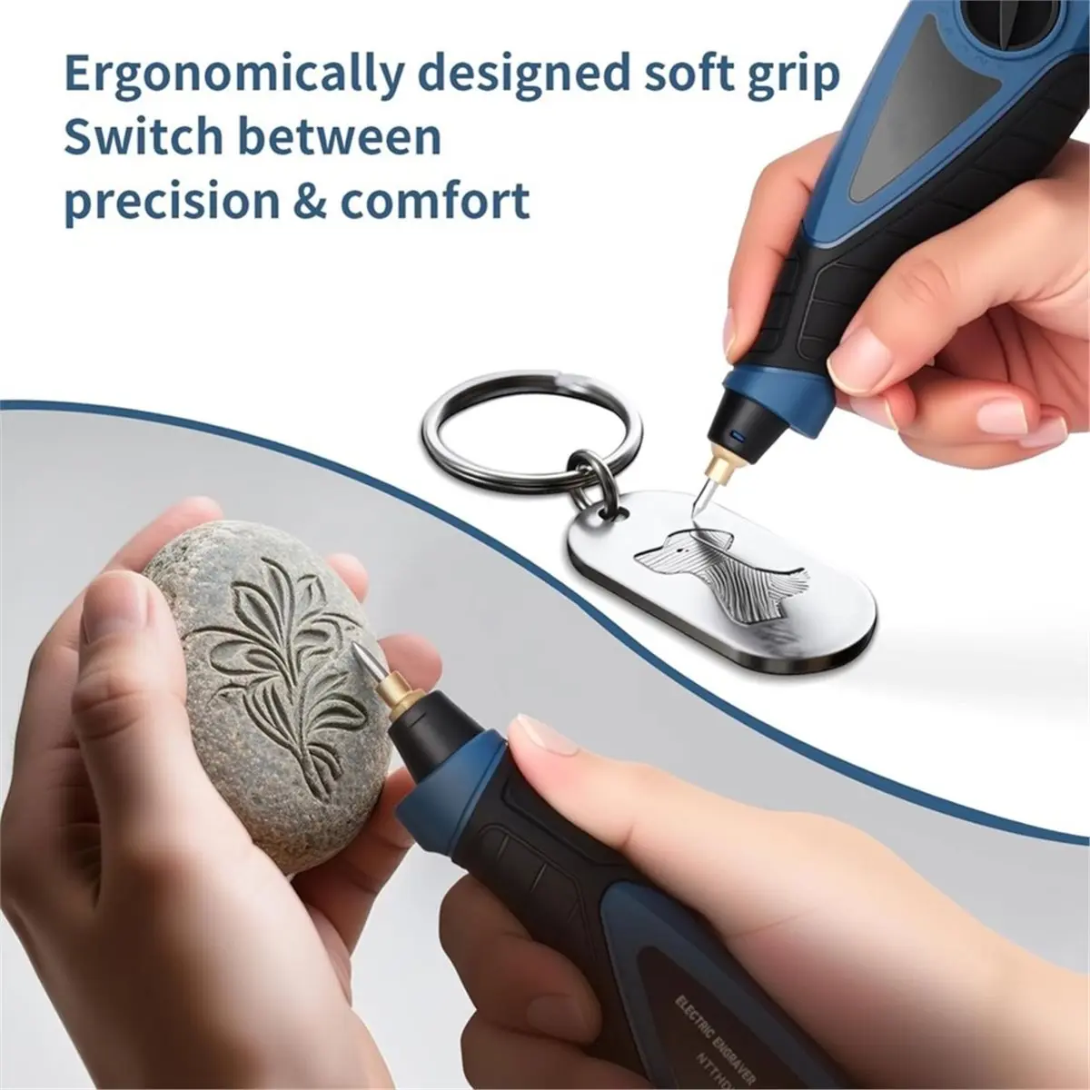 Engraver Pen,6 Speed Handheld Engraving Tool for Metal Wood Glass Plastic with LED Light & Carbide Bit EU