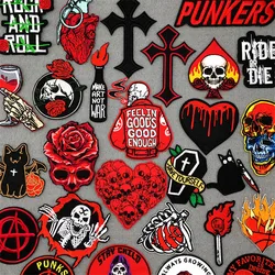 Punk not Dead Embroidered Patches for Clothing Stickers Iron on Patches Stripes Diy Appliques Patches on Clothes Stickers