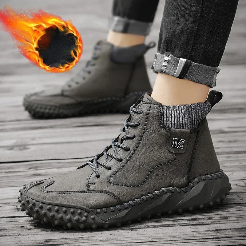 Men Boots 2023 New Cotton Sneakers Sport Shoes Retro Lace Up Footwear Mans Non-slip Tool Boots Trend Zapatillas Hombre