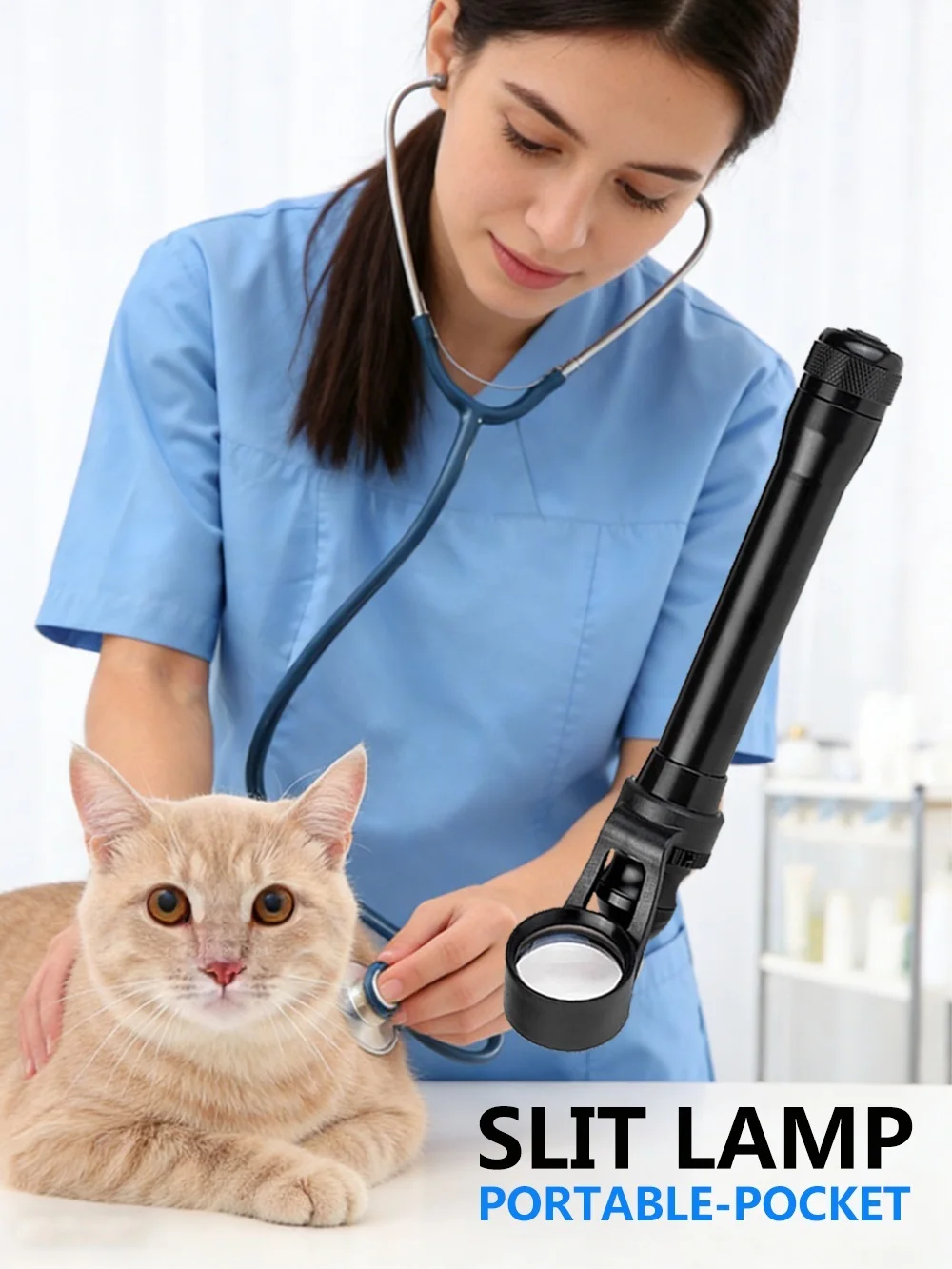 Pet Vet Veterinary Dog Cat Horse Eye Check Cataract Cornea Eyelid Sclera Iris Slitlamp Portable Handheld Slit Lamp Magnifier
