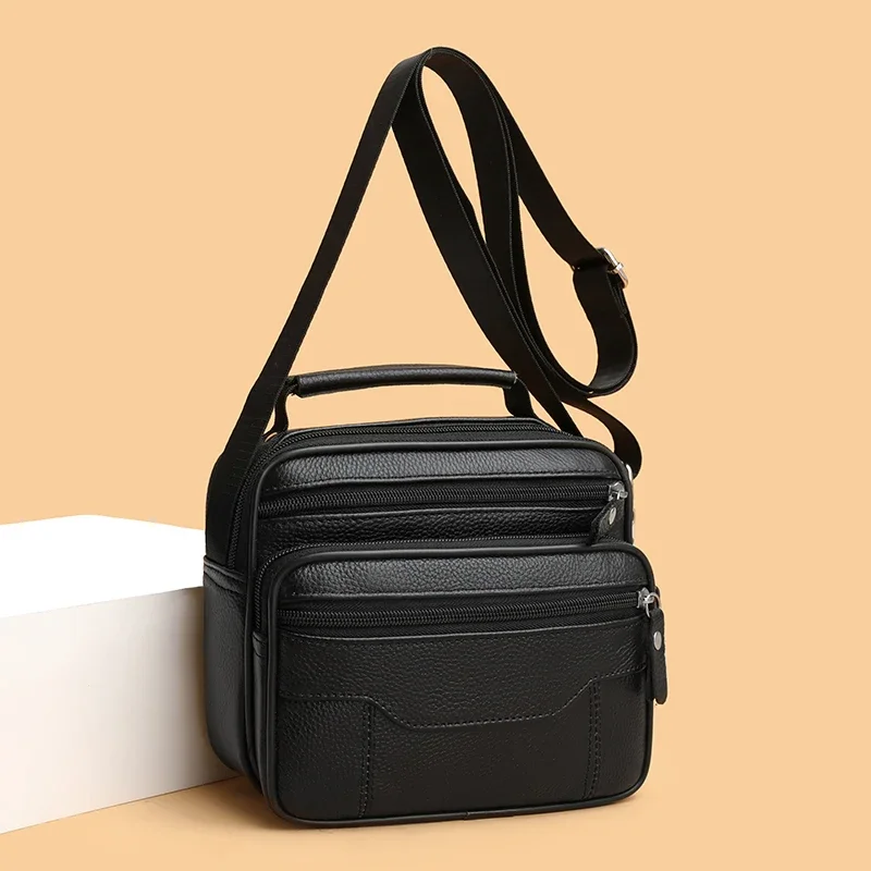

2025 Simple Men Geniune Leather Pures Bag For Business Korean Soft Style Casual Shoulder Messenger Soft Handbag Crossbody Bags