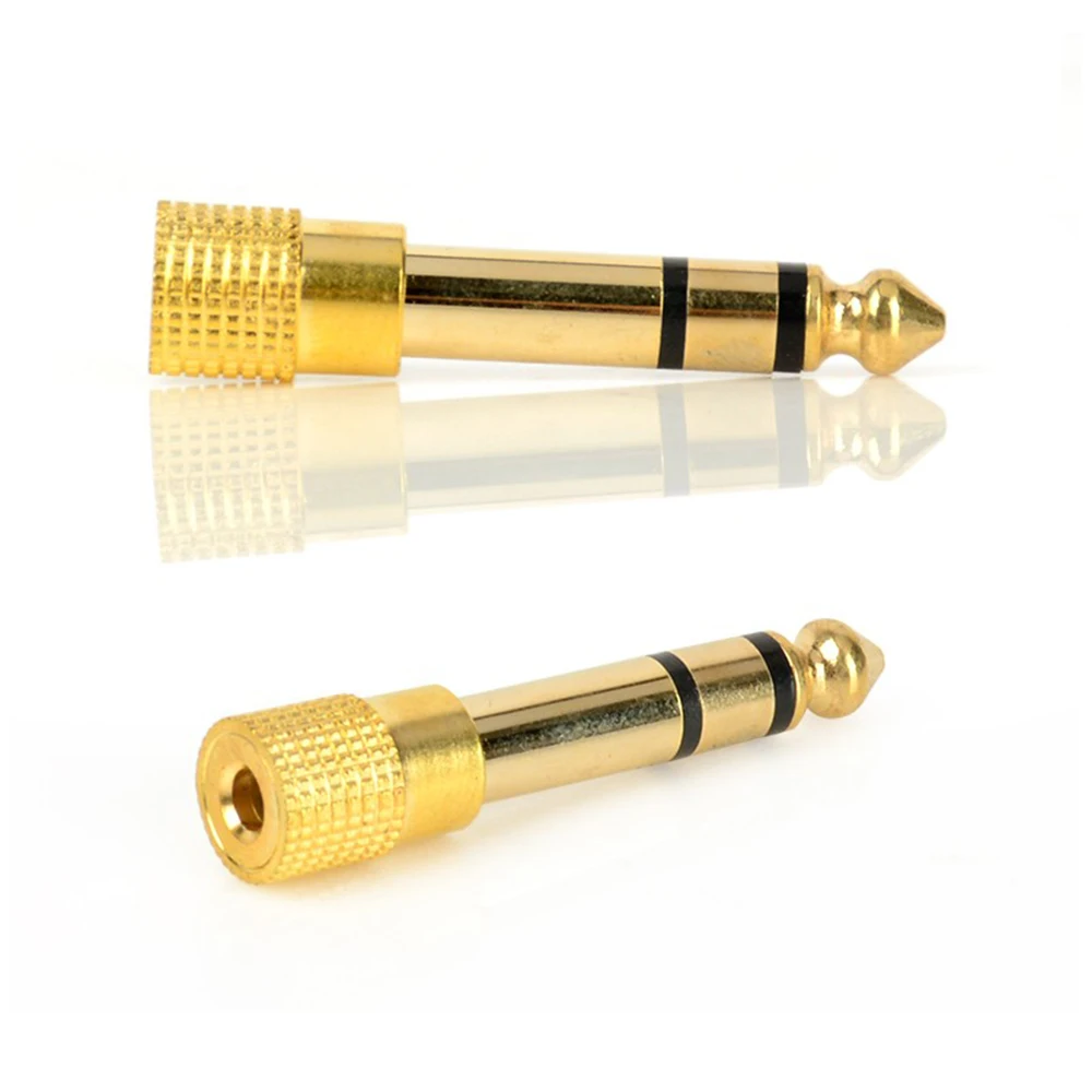 10PCS New Gold 6.3MM Male Plug to 3.5MM Female Microphone Jack Stereo Headphone Audio Adapter Connectors