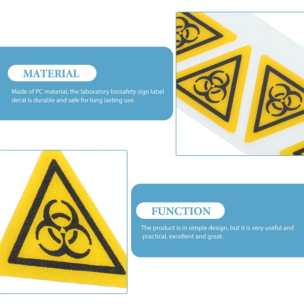 

8pcs Biological Safety Sign Label Sticker Durable Pc Material For Laboratory Warning Caution Decal Marking Sticker