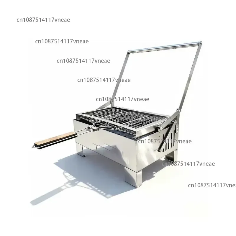 Stainless Steel Charcoal BBQ Grill Adjustable Rotating Rotisserie Smokeless for Restaurant Hotel Catering Outdoor Party
