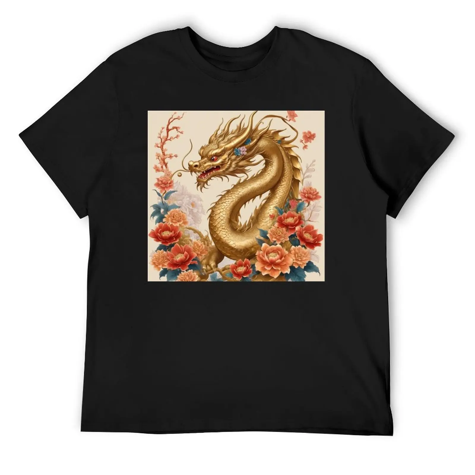 

Golden Guardian: Floral Majesty T-Shirt vintage t shirts oversize t-shirts man custom t-shirts clothes for men
