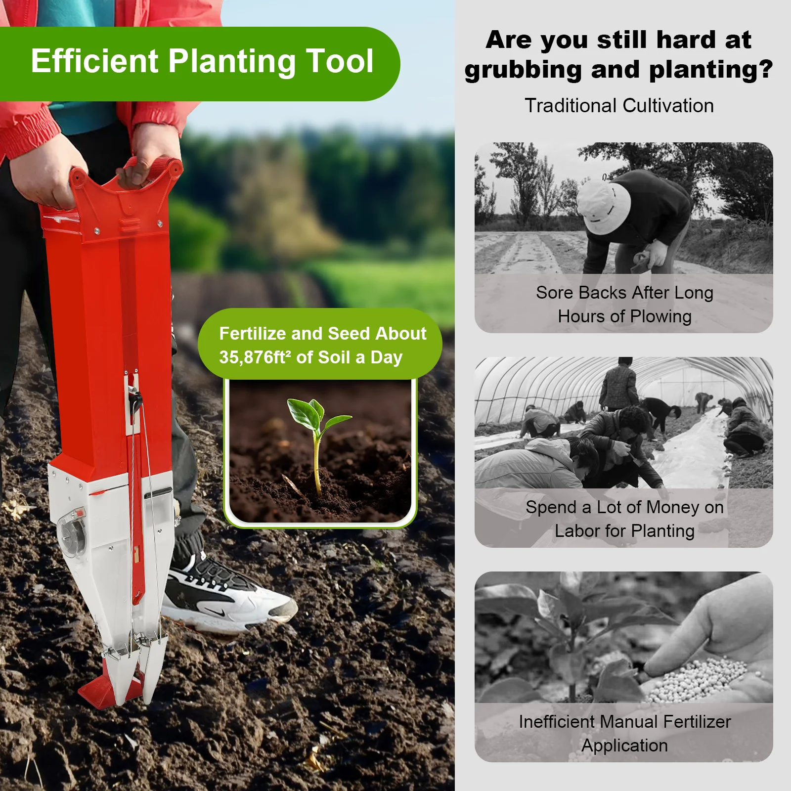 

Hand-Held Fertilizer Applicator Household Corn Peanut Seeder Adjustable Efficient Manual Vegetable Garden Planter Tool