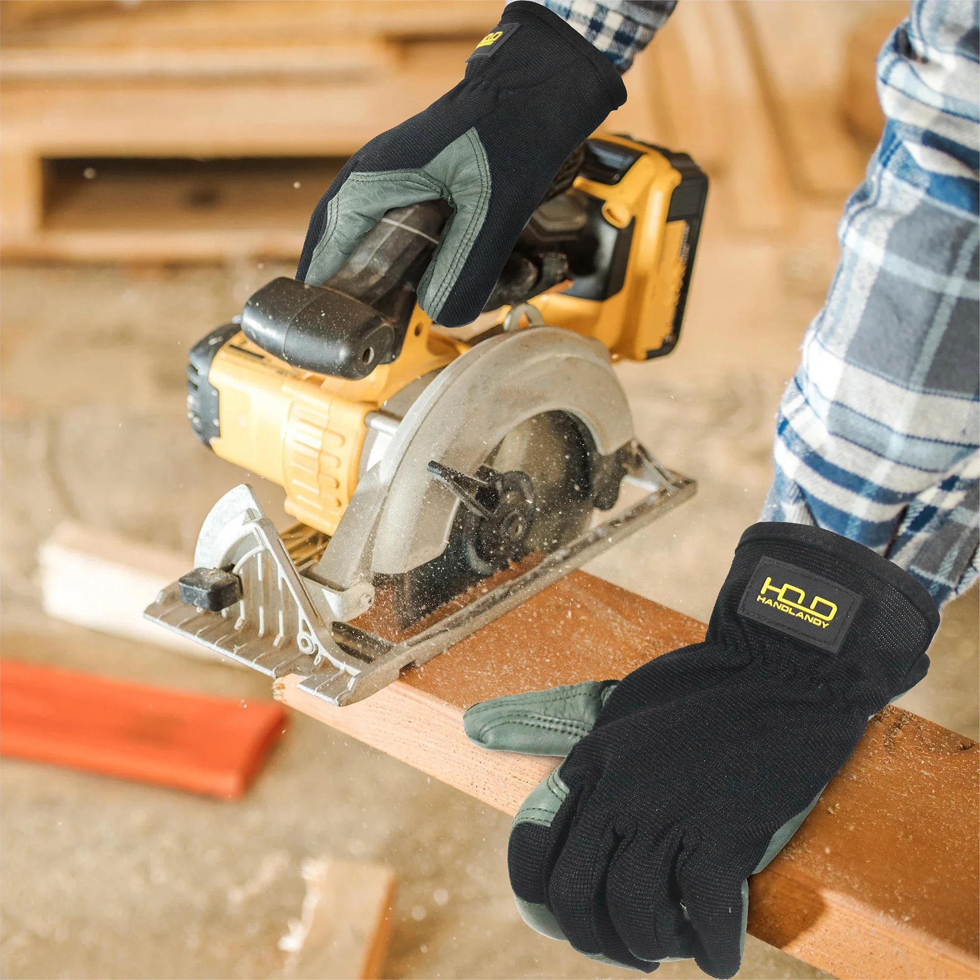 HANDLANDY レザーガーデニンググローブ、メカニック、建設、ドライバー向けユーティリティワークグローブ、通気性のあるデザインで操作性に優れています