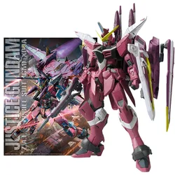 Bandai prawdziwa figura Gundam zestaw modeli do składania MG 1/100 ZGMF-X09A sprawiedliwość Gundam kolekcja zabawki figurki akcji na prezenty dla dzieci