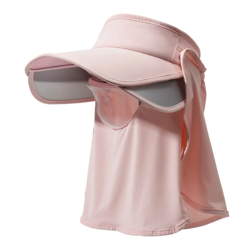 New summer Full face hood neck brace sun hats for women camping mosquito proof UV resistant Empty top breathable beach men's cap