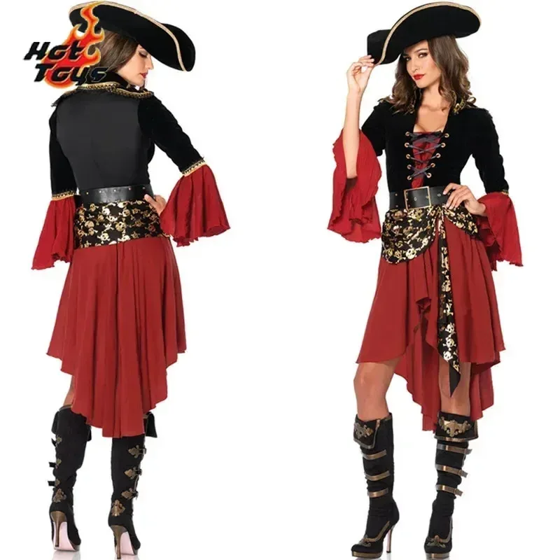 

Pirates of the Caribbean Captain Costume for Women, Vintage, Medieval, Sexy, Halloween, Cosplay, Gothic, Barricade Dress