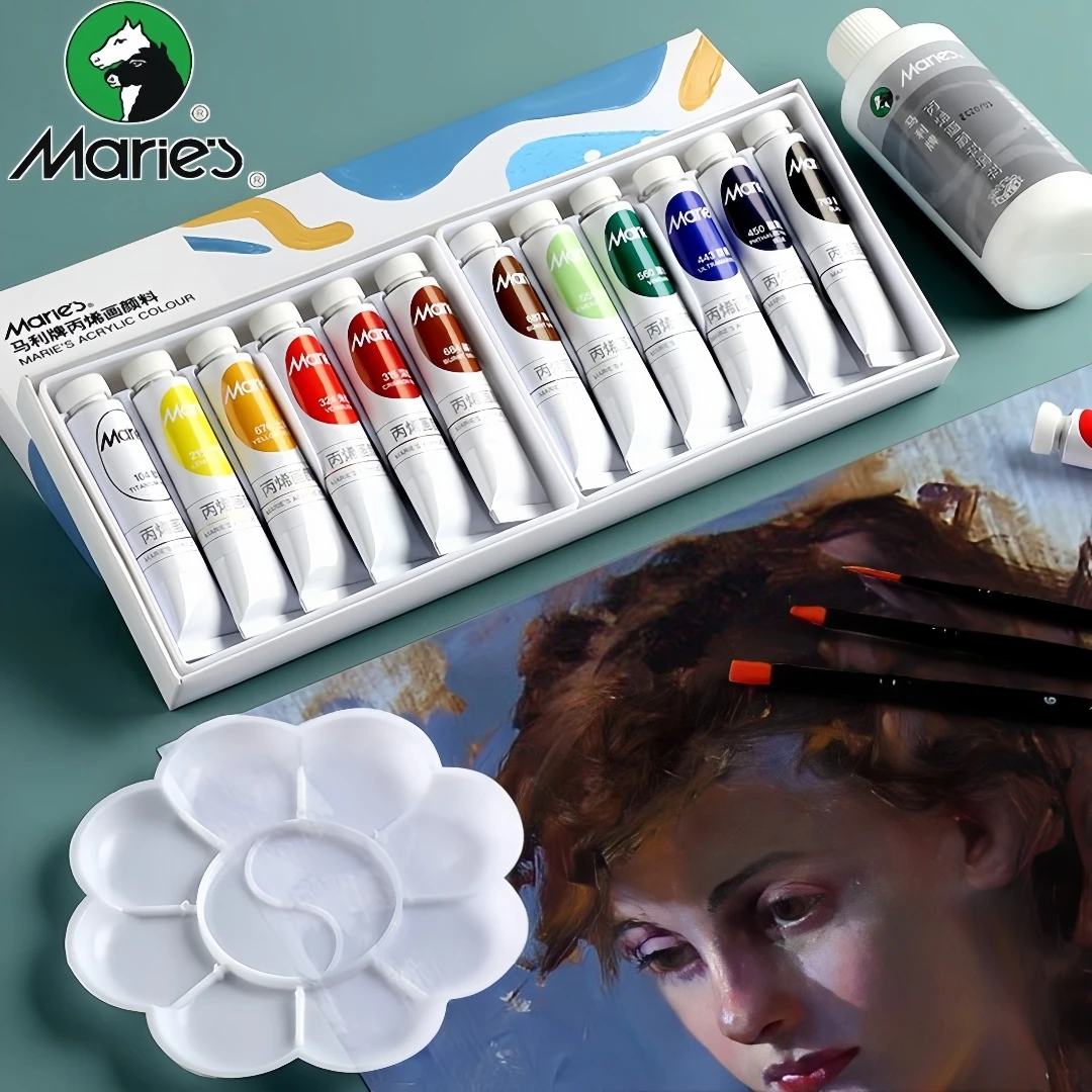 

Набор акриловых красок 12 мл, специально разработанный для студентов-художников, водонепроницаемый, солнцезащитный и невыцветающий.