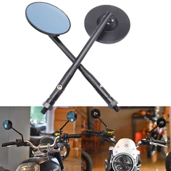 Universal Black Motorcycle Rearview Mirror Round Cafe Racer Side Mirrors For Royal Enfield Interceptor 650 Triumph trident 660