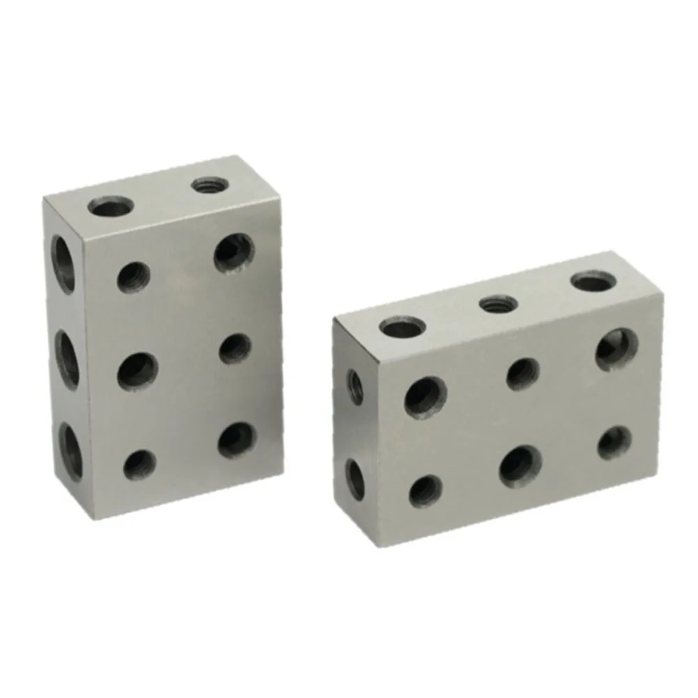1-2-3 Inch Steel Setup Blocks Ground to Tolerance with 11 Holes for Accurate Positioning in Metalworking Shops