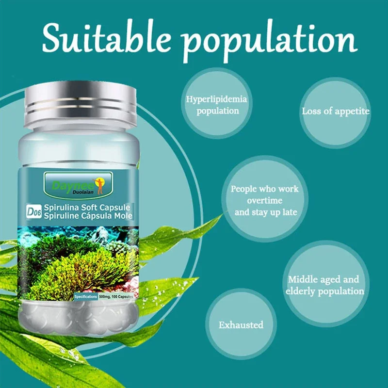 Township-Spiruline Soft Capsule, Améliorer l'immunité, Reconstituer et équilibrer la nutrition tous les jours, 2 bouteilles