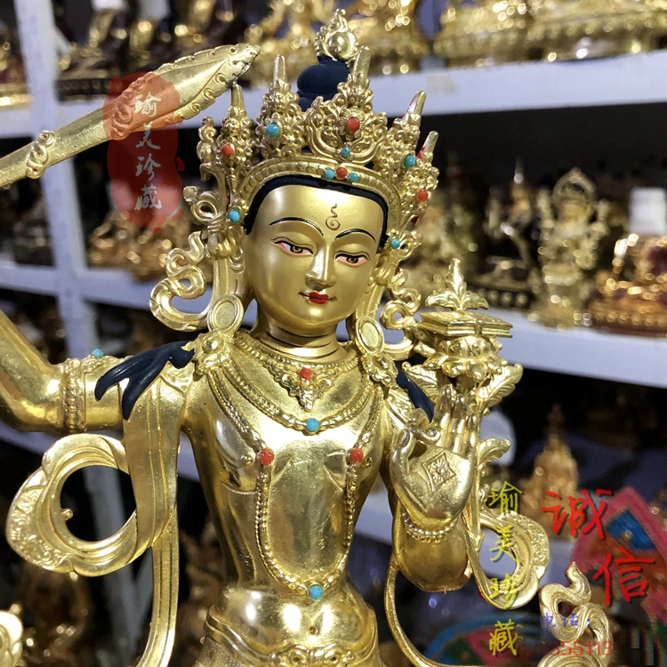 Imagem -03 - Budismo Guanyin Bodhisattva Manjusri Estátua Top Estátua de Buda Dourado Exorcismo Grau Superior Sudeste Asiático