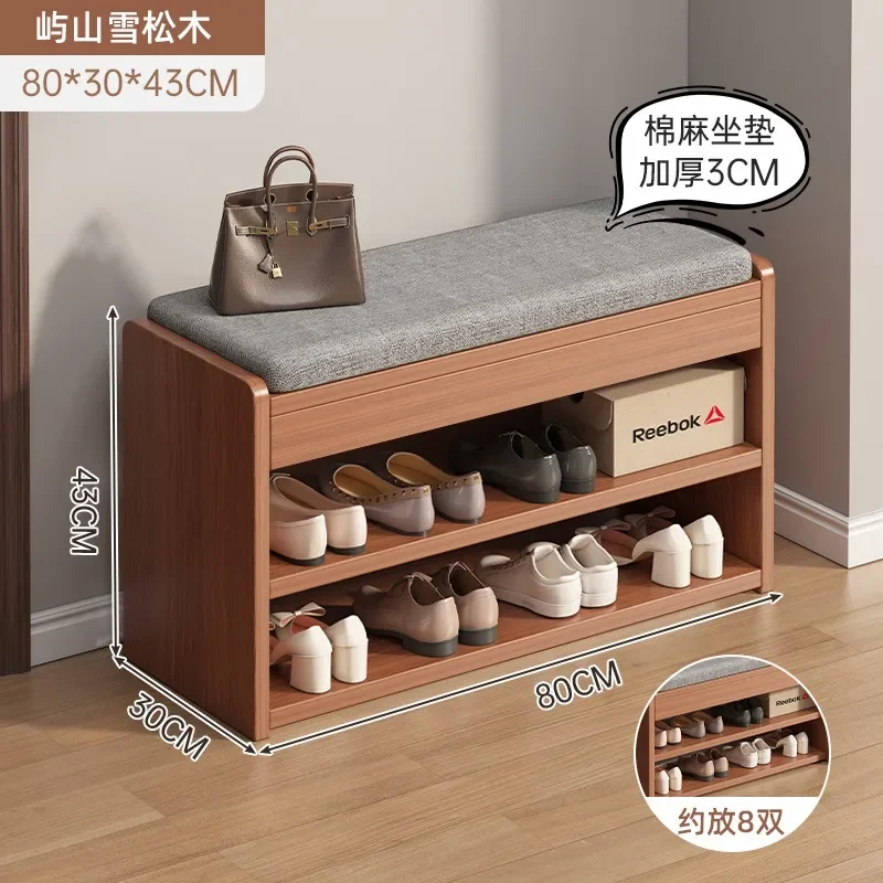 Solid wood shoe stool can be used at the door of the home to sit on shoe rack, enter door, shoe cabinet stool, and stool
