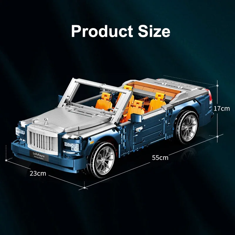 Tecnico 1:8 Rollsed Royced Dawn Convertible Sports Car Building Blocks veicolo da corsa assemblare mattoni giocattoli per bambini adulti regalo