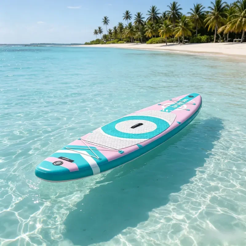 Popular Design Durable Wholesale Cheap Price OEM Inflatable Pink Wood PVC/EVA Material All-Around Stand Foldable Paddle Board
