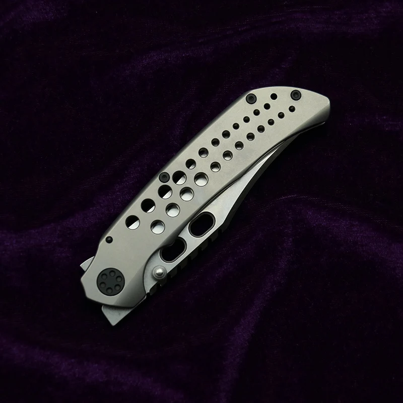 LEMIFSHE 14C28N Steel Blade Titanium Alloy Handle Camping Knife EDC Fruit Outdoor Collection Tool Knife