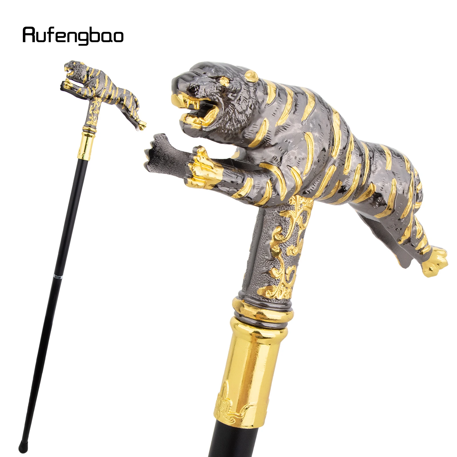 الذهبي الأسود النمر موضة عصا للمشي الزخرفية Cospaly قصب هالوين الصولجان العصا Crosier أداء المرحلة قصب 90 سنتيمتر #6