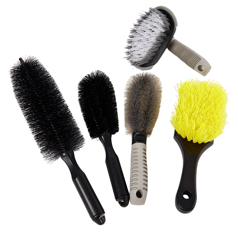 5 sizes Car Cleaning Brush Short-Handled Tire Brush Soft Fur Car Wheel Brush Auto Spoke Truck Motorcycle Alloy Tire Wheel Brush