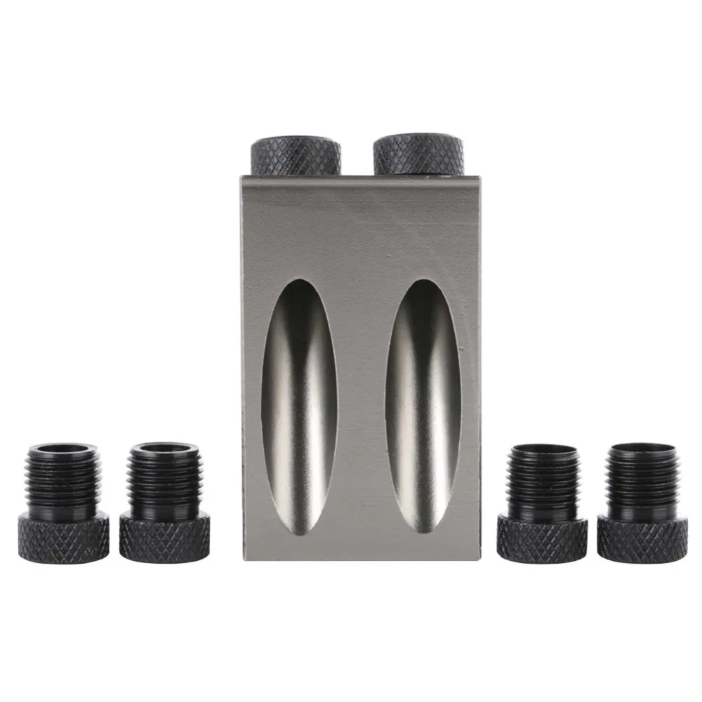 7pcs/set 15 Degree Inclined Pocket Hole Jig 6/8/10mm Drive Adapter Wood Work Positioner Woodworking Hole Jig Oblique Hole Design