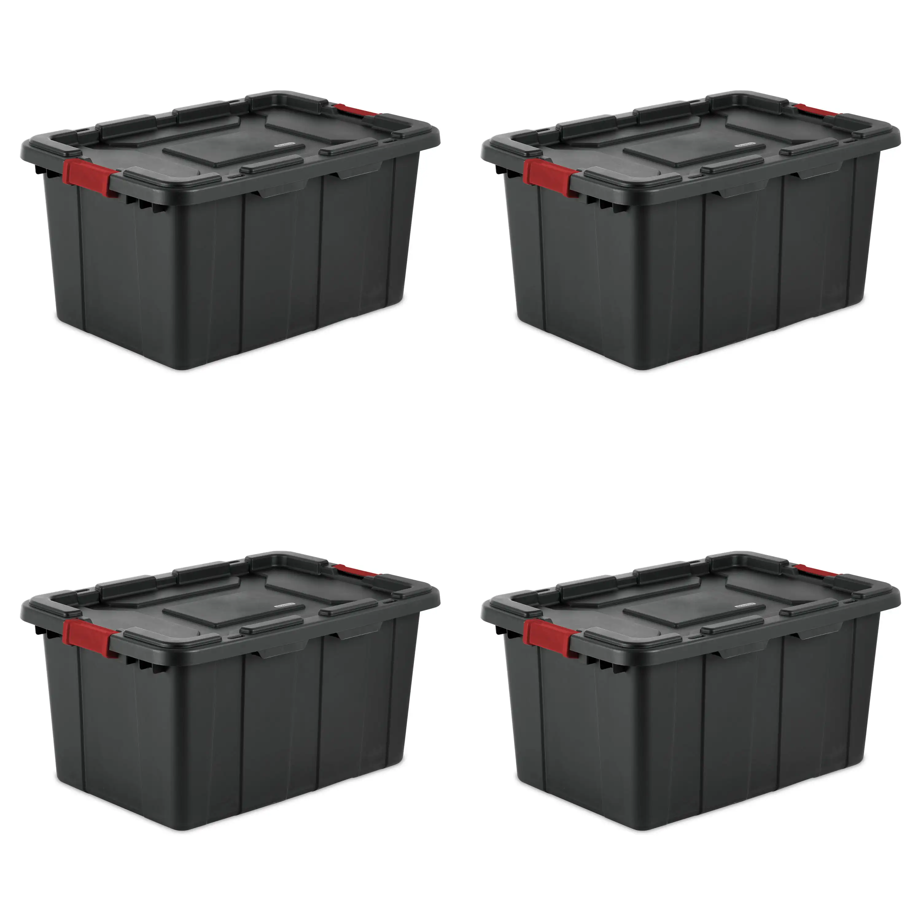 

Sterilite 27 Gallon Industrial Tote Plastic, Black, Set of 4