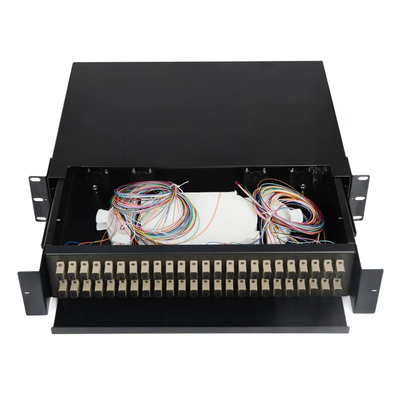 48 Port Optical Fiber Terminal Box Fiber Patch Panel SC FC LC Pigtail ODF 2U 48 multimode OM1 OM2 OM3 Factory wholesale