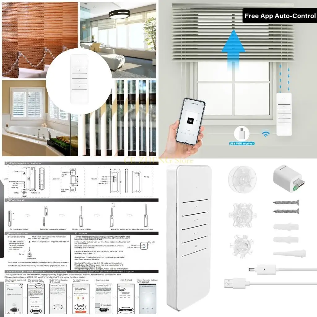 

E56B WiFi Enabled Shade Controller Rechargeable Battery Remote for Home Integration