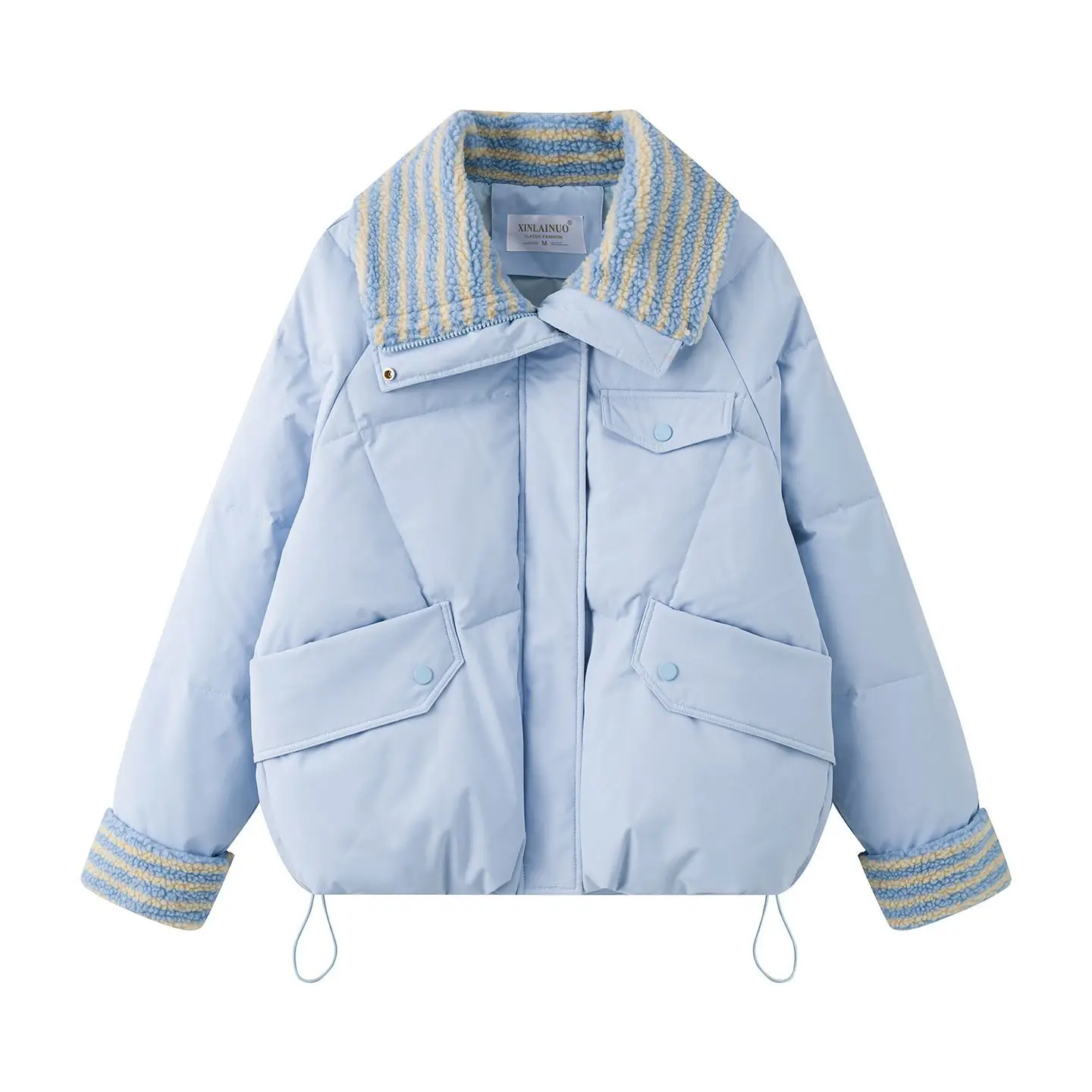 

Down cotton clothes women's short 2025 lamb wool new loose cotton clothes winter Korean version thickened bread jacket