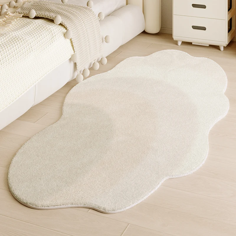 

Living Room Irregular Carpet Modern Simple Design Cream Style Beige Floor Mat Soft Fluffy Thick Plush Rug Bedroom Bedside Mats