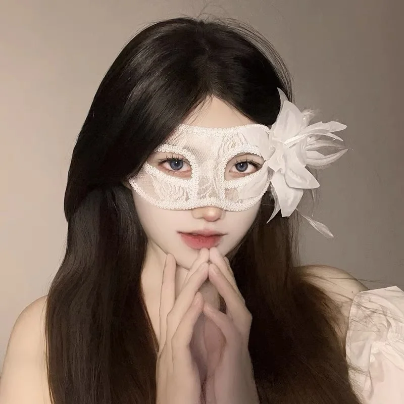 Masque à fleurs 3D en dentelle, Sexy, translucide, demi-visage, pour les yeux, Cosplay, accessoire de fête, Costume de danse, couvre-chef