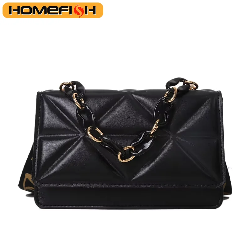 HOMEFISH New Women\'s Plaid Crossbody Bag, Korean Style Solid Color Shoulder Small Square Bag, Fashionable and Versatile Commute
